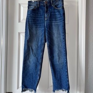 Frayed Hem Blue Jeans